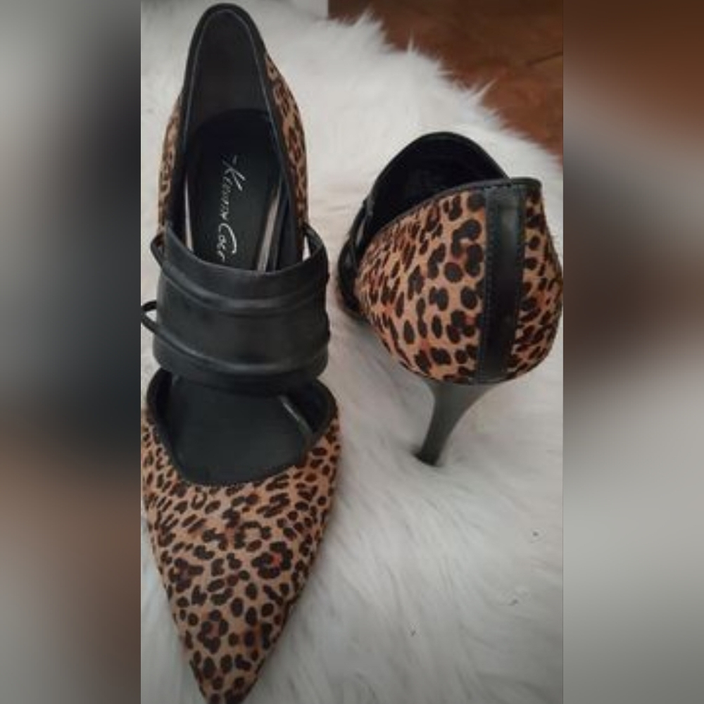 Kenneth Cole "pony hair" leopard heels